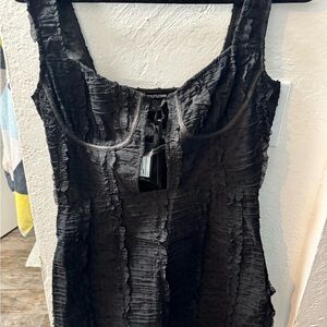 PrettyLittleThing Black Textured Mini Dress